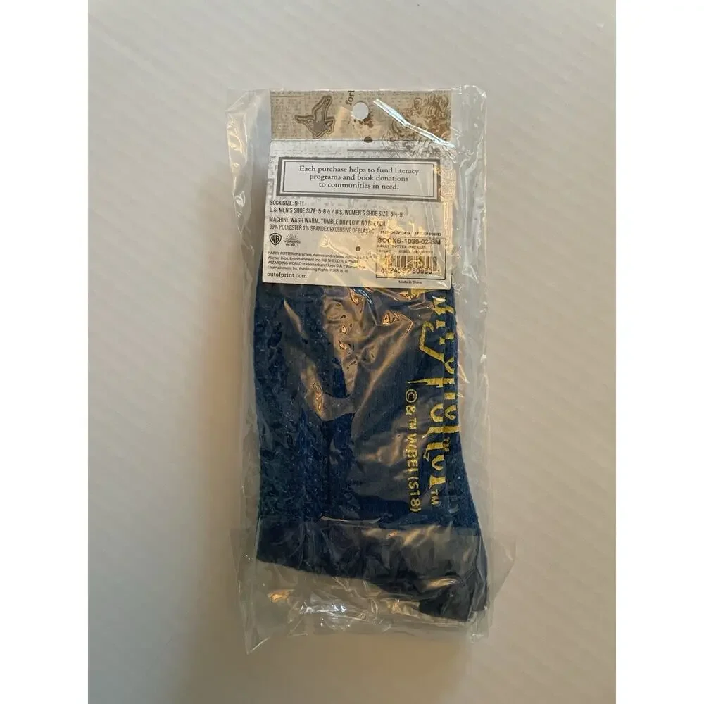 NEW Harry Potter Sweater Socks Size Small Blue with Gold H Out Of Print Books